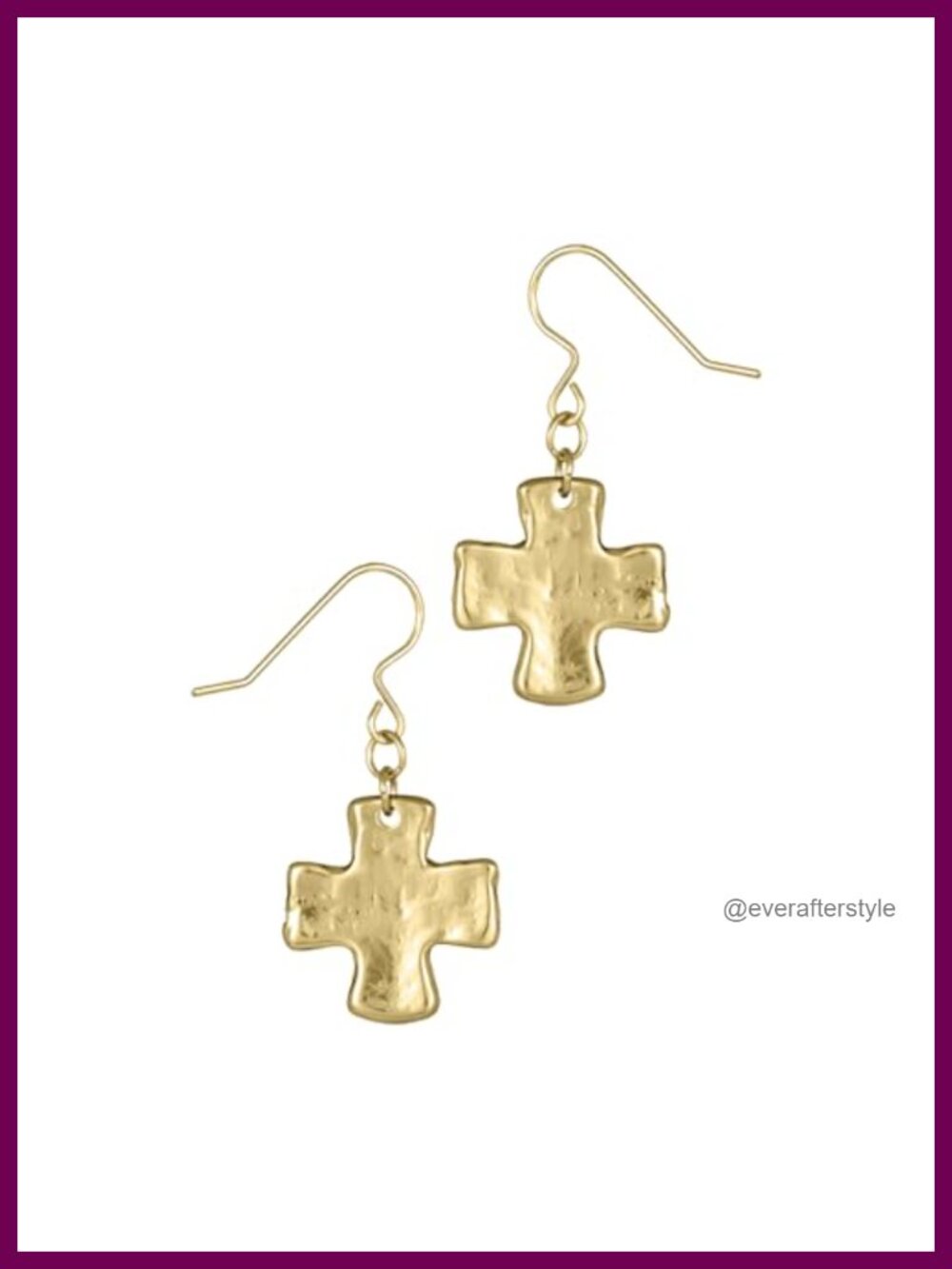 Chunky Cross Drop Earrings Gold PVD Coated Waterproof Non-Tarnish 1 Inch Drop